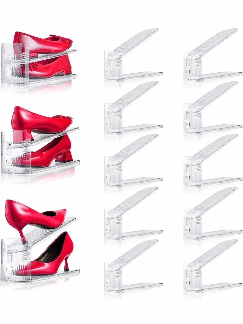 6 Set Clear Stackable Shoe Organizers